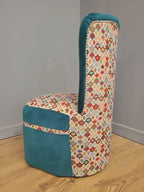 Upholstered Tub Chair Teal Velvet Button Back Accent Seat