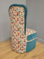 Upholstered Tub Chair Teal Velvet Button Back Accent Seat