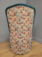 Upholstered Tub Chair Teal Velvet Button Back Accent Seat