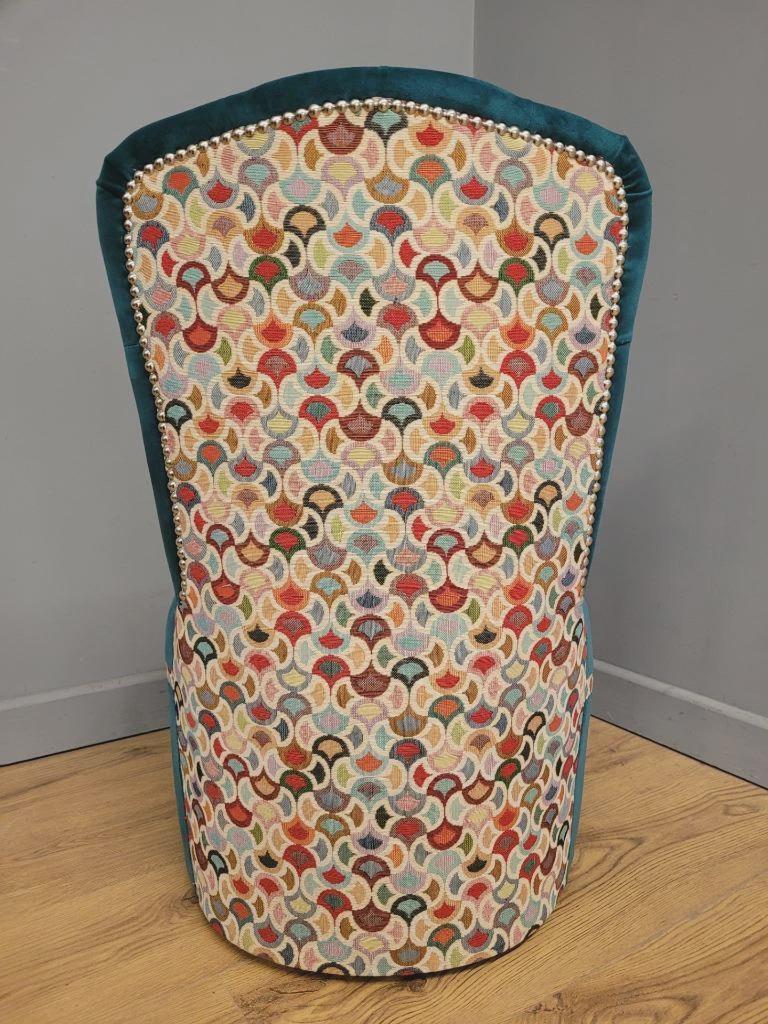 Upholstered Tub Chair Teal Velvet Button Back Accent Seat