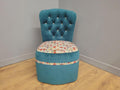 Upholstered Tub Chair Teal Velvet Button Back Accent Seat