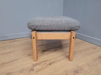Mid Century Footstool Light Wood Upholstered Cushion Seat