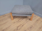 Mid Century Footstool Light Wood Upholstered Cushion Seat