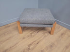 Mid Century Footstool Light Wood Upholstered Cushion Seat