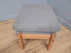 Mid Century Footstool Light Wood Upholstered Cushion Seat