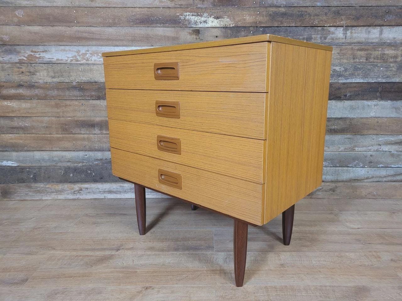 Mid Century Melamine Chest Of Drawers Four Drawer Retro Cabinet