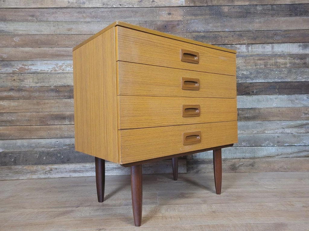 Mid Century Melamine Chest Of Drawers Four Drawer Retro Cabinet