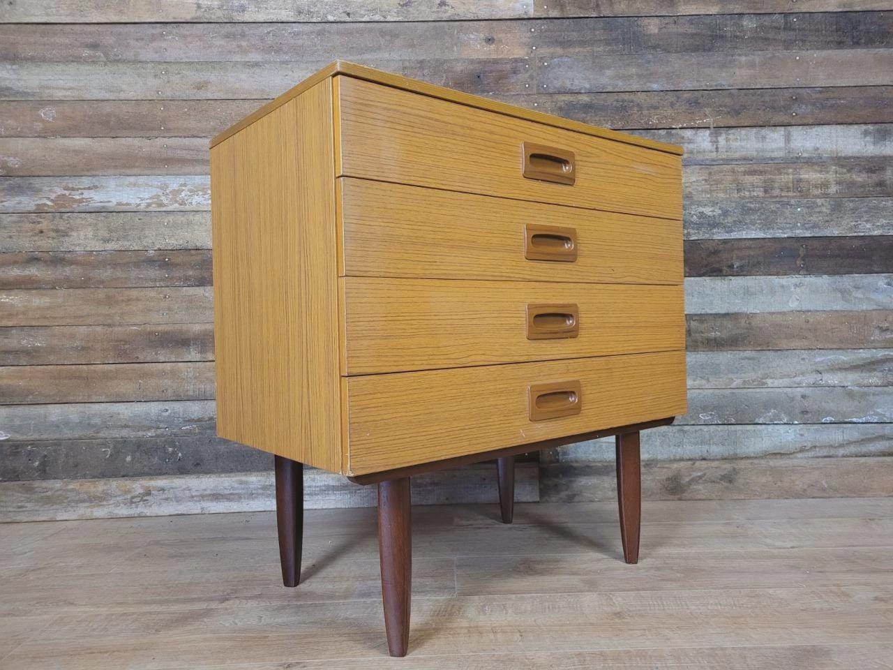Mid Century Melamine Chest Of Drawers Four Drawer Retro Cabinet