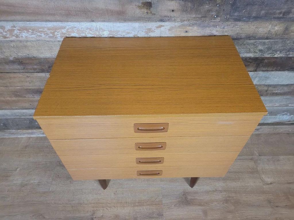 Mid Century Melamine Chest Of Drawers Four Drawer Retro Cabinet