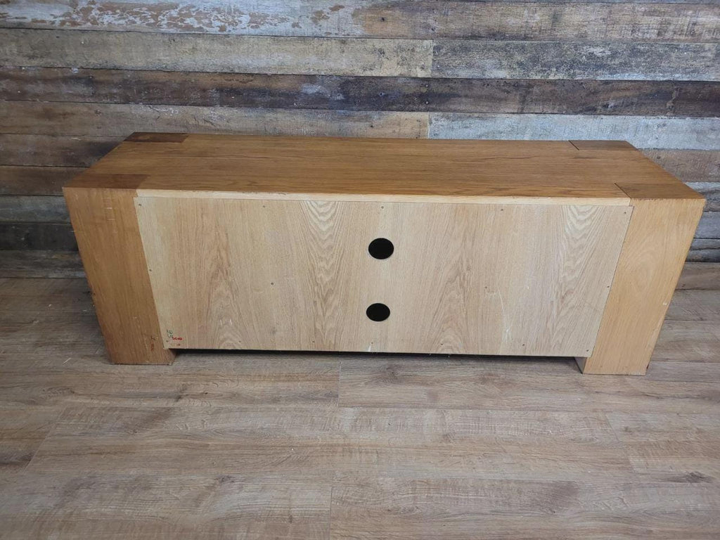 Oak TV Unit Media Cabinet Contemporary Low Sideboard Storage