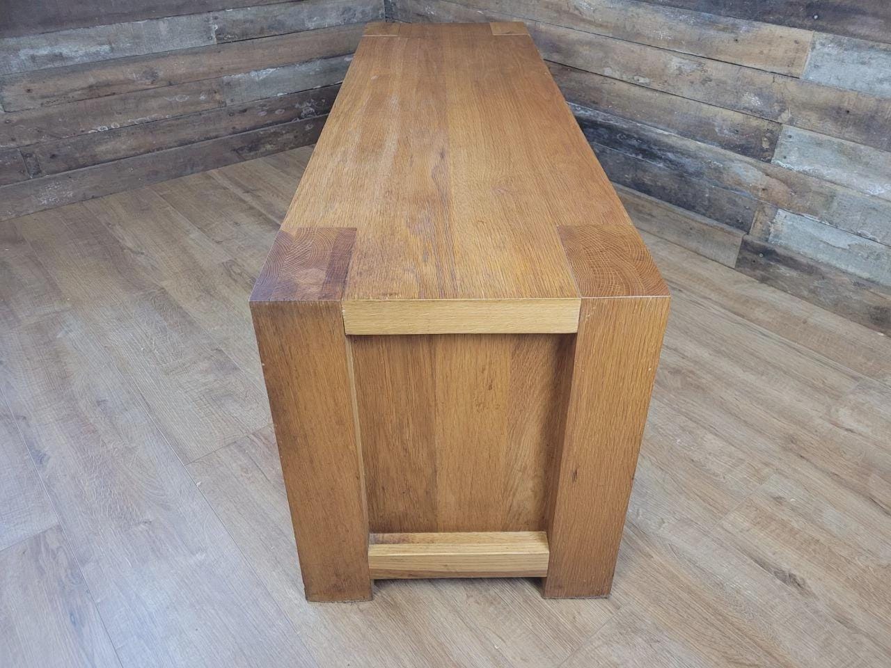 Oak TV Unit Media Cabinet Contemporary Low Sideboard Storage