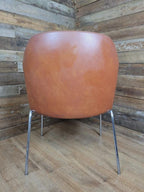 Mid Century Style Faux Leather Tub Chair Chrome Legs Lounge Armchair