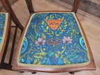 Pair Edwardian Mahogany Inlaid Dining Chairs Slat Back Upholstered Seats