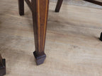 Pair Edwardian Mahogany Inlaid Dining Chairs Slat Back Upholstered Seats