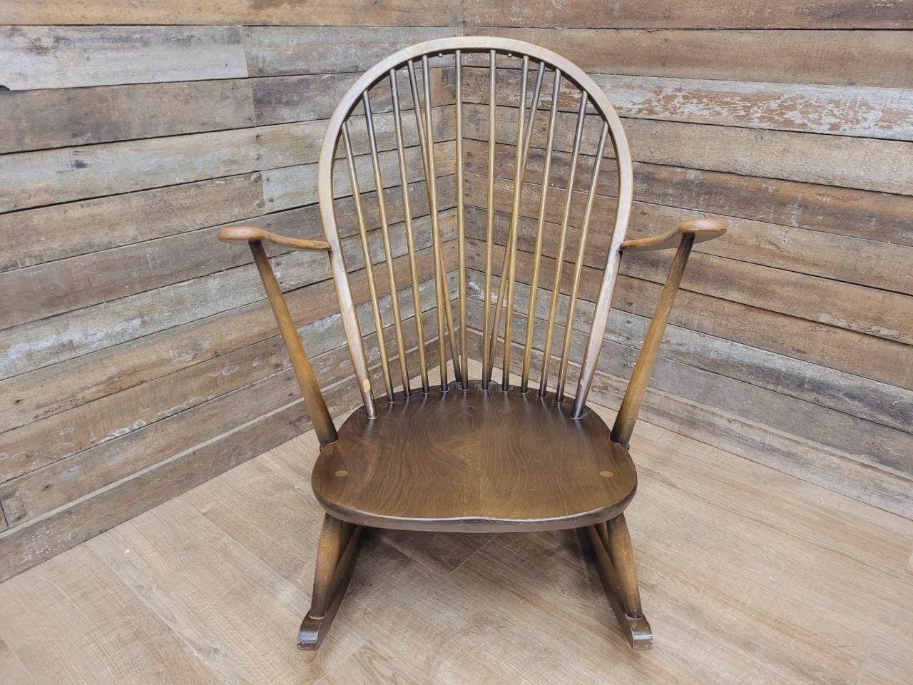 Ercol Windsor Rocking Chair Elm Beech Hoop Back Armchair Blue Label