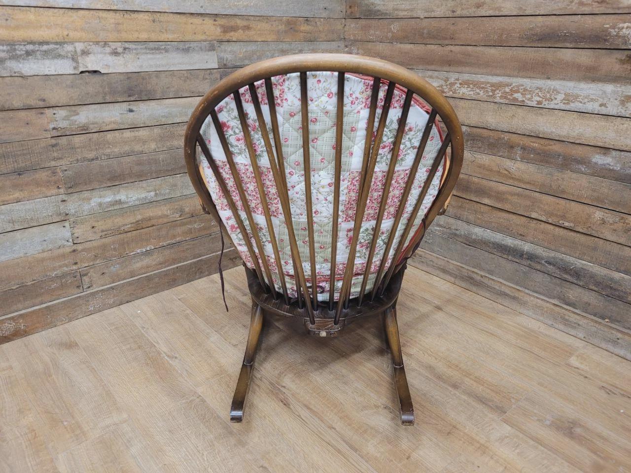 Ercol Windsor Rocking Chair Elm Beech Hoop Back Armchair Blue Label