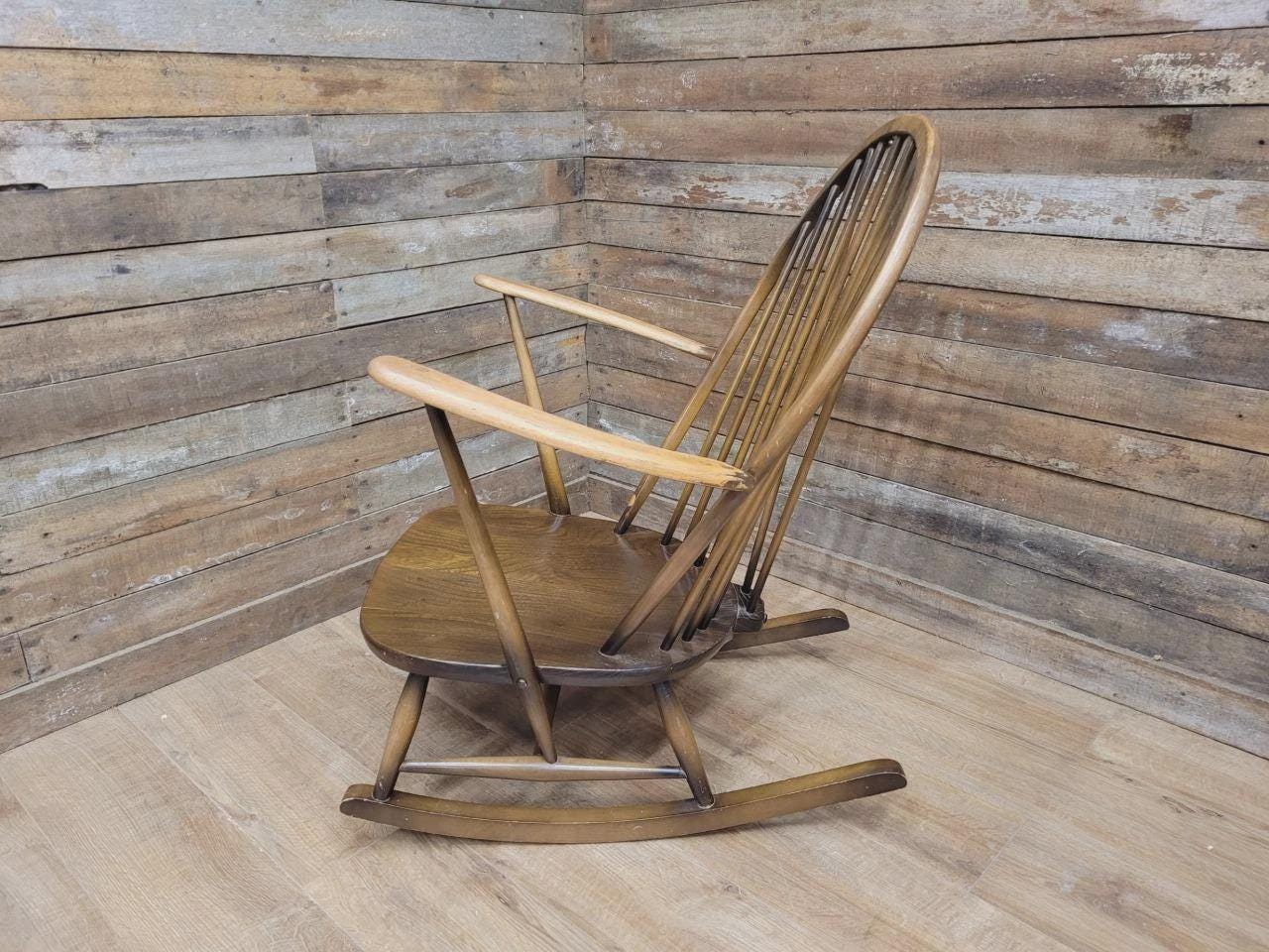 Ercol Windsor Rocking Chair Elm Beech Hoop Back Armchair Blue Label