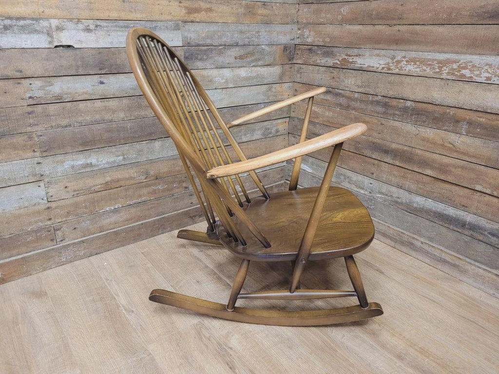 Ercol Windsor Rocking Chair Elm Beech Hoop Back Armchair Blue Label