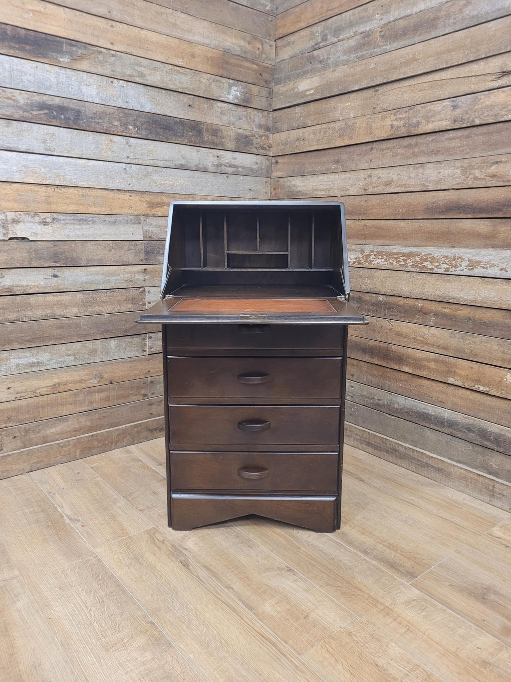 Vintage Slim Bureau Writing Desk Chest Fall Front Drawers Storage