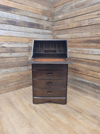 Vintage Slim Bureau Writing Desk Chest Fall Front Drawers Storage