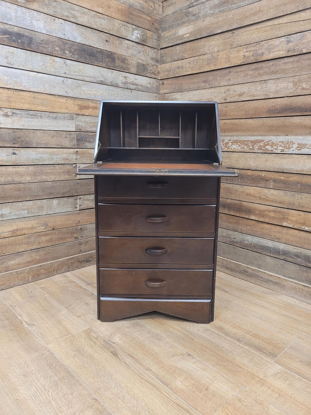 Vintage Slim Bureau Writing Desk Chest Fall Front Drawers Storage