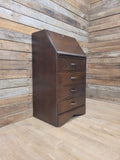 Vintage Slim Bureau Writing Desk Chest Fall Front Drawers Storage