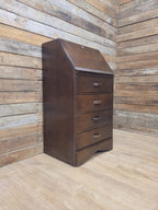 Vintage Slim Bureau Writing Desk Chest Fall Front Drawers Storage