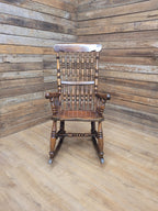 Vintage Oak Rocking Chair Spindle Back Armchair Traditional Wooden