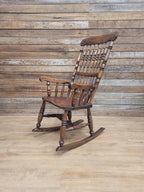 Vintage Oak Rocking Chair Spindle Back Armchair Traditional Wooden