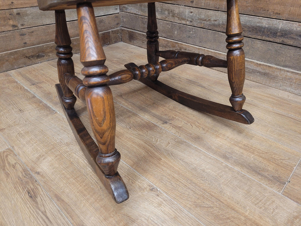 Vintage Oak Rocking Chair Spindle Back Armchair Traditional Wooden