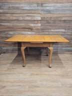 Vintage Oak Drop Leaf Dining Table Extendable Farmhouse Style Golden Oak