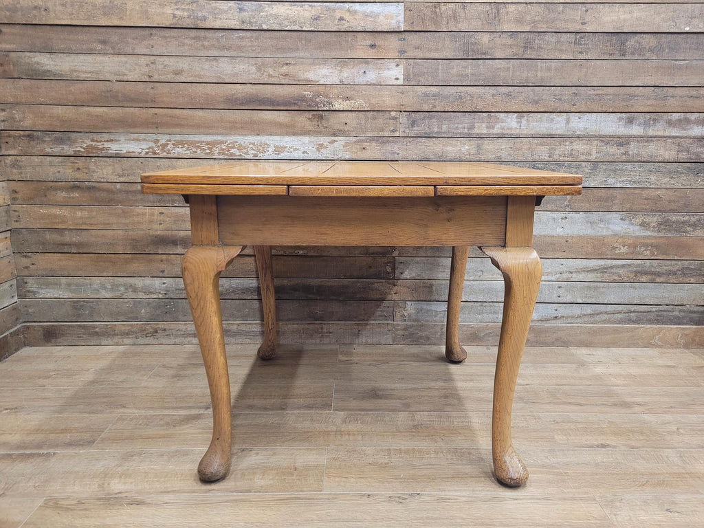 Vintage Oak Drop Leaf Dining Table Extendable Farmhouse Style Golden Oak