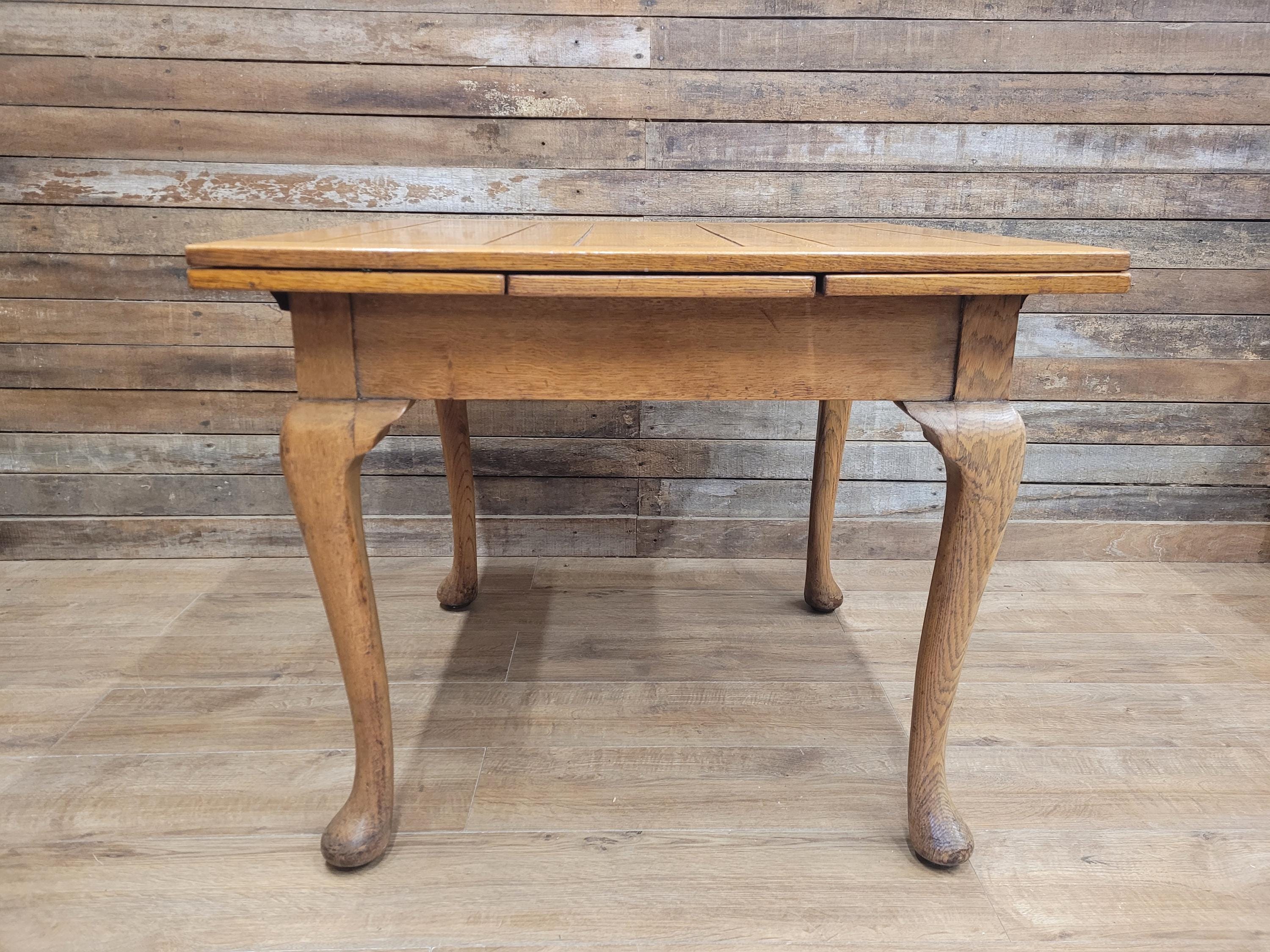 Vintage Oak Drop Leaf Dining Table Extendable Farmhouse Style Golden Oak