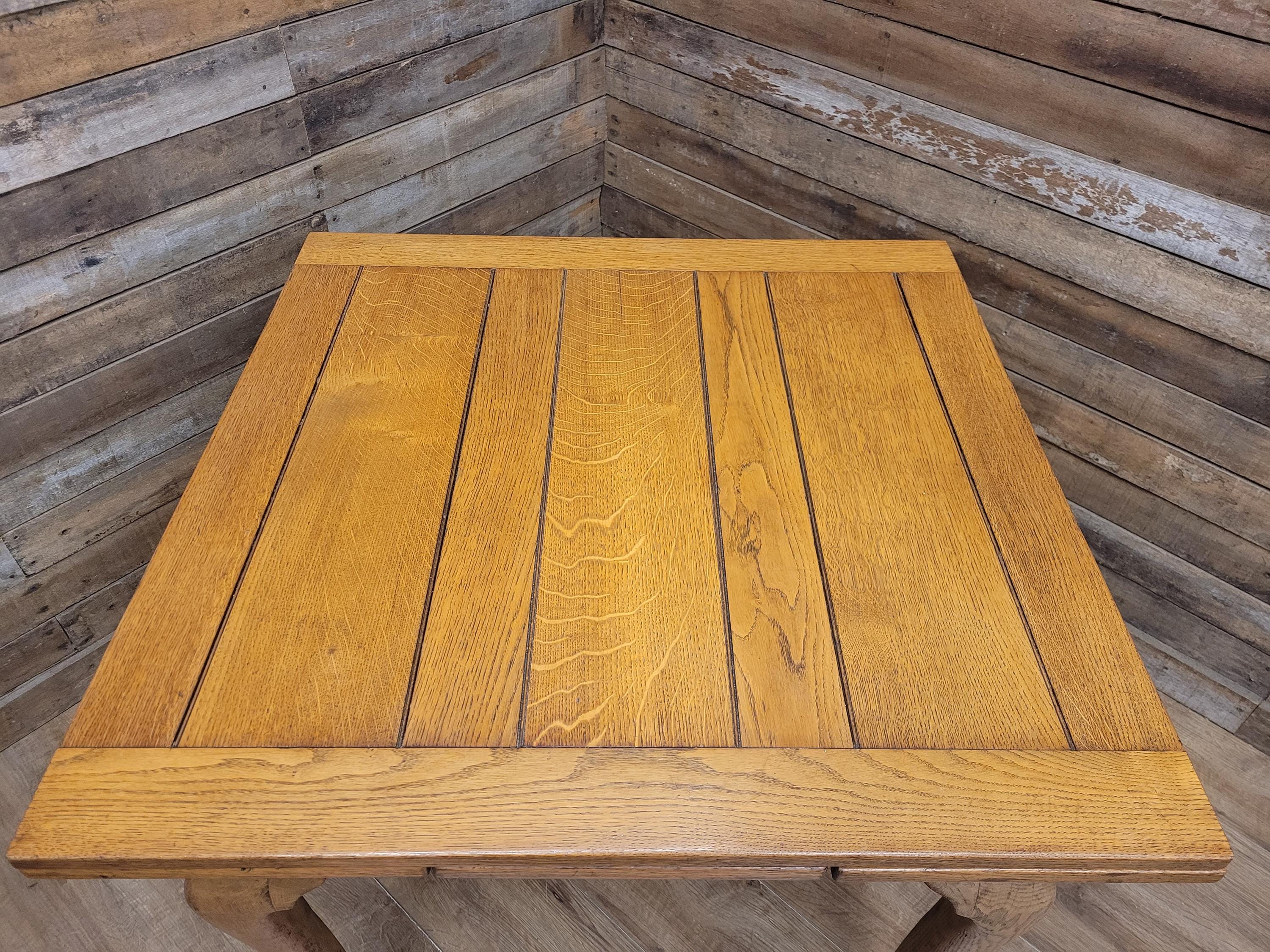 Vintage Oak Drop Leaf Dining Table Extendable Farmhouse Style Golden Oak