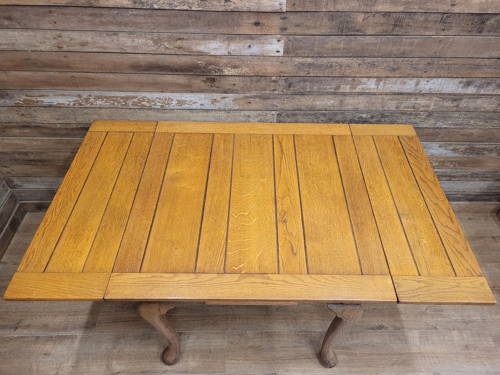 Vintage Oak Drop Leaf Dining Table Extendable Farmhouse Style Golden Oak