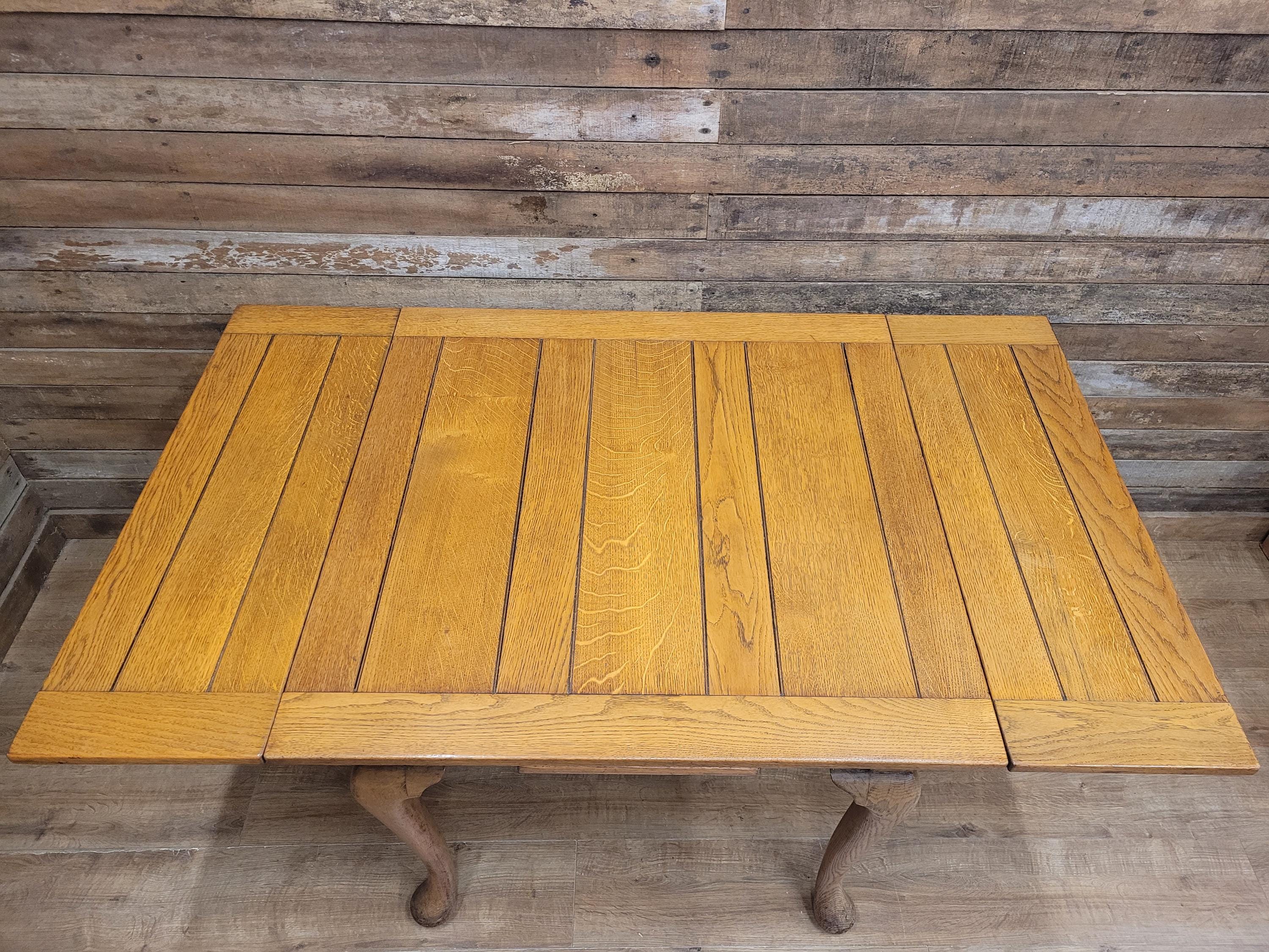 Vintage Oak Drop Leaf Dining Table Extendable Farmhouse Style Golden Oak