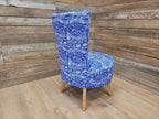 Upholstered Accent Bedroom Chair Blue Designer Fabric Slipper Chair