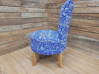 Upholstered Accent Bedroom Chair Blue Designer Fabric Slipper Chair