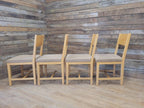 Set Four Blonde Oak Dining Chairs Modern Light Oak Upholstered Seats