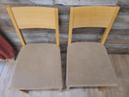 Set Four Blonde Oak Dining Chairs Modern Light Oak Upholstered Seats