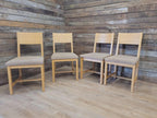 Set Four Blonde Oak Dining Chairs Modern Light Oak Upholstered Seats