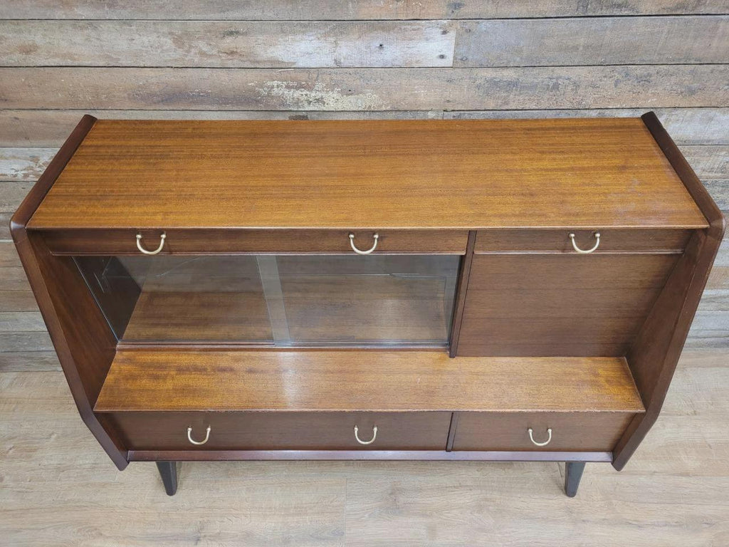 G Plan Teak Sideboard Display Cabinet Mid Century Glass Doors