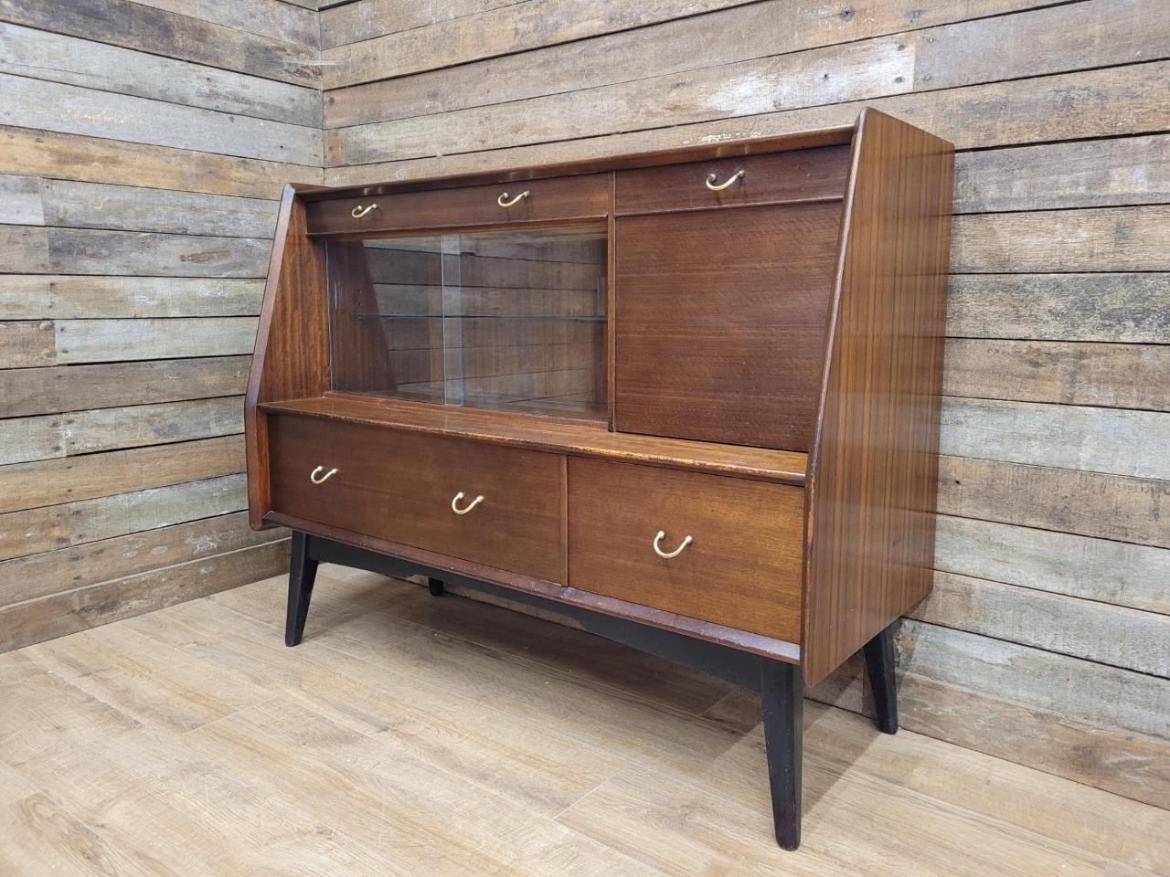 G Plan Teak Sideboard Display Cabinet Mid Century Glass Doors