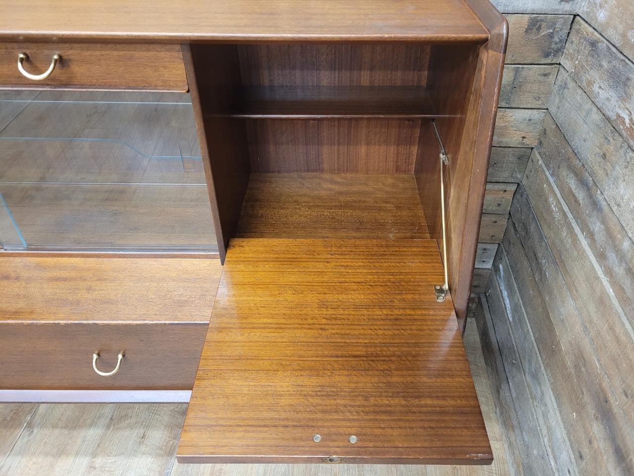 G Plan Teak Sideboard Display Cabinet Mid Century Glass Doors