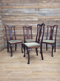 Set Four Mahogany Queen Anne Style Dining Chairs Cabriole Legs