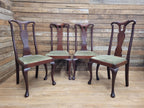 Set Four Mahogany Queen Anne Style Dining Chairs Cabriole Legs