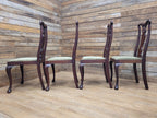 Set Four Mahogany Queen Anne Style Dining Chairs Cabriole Legs