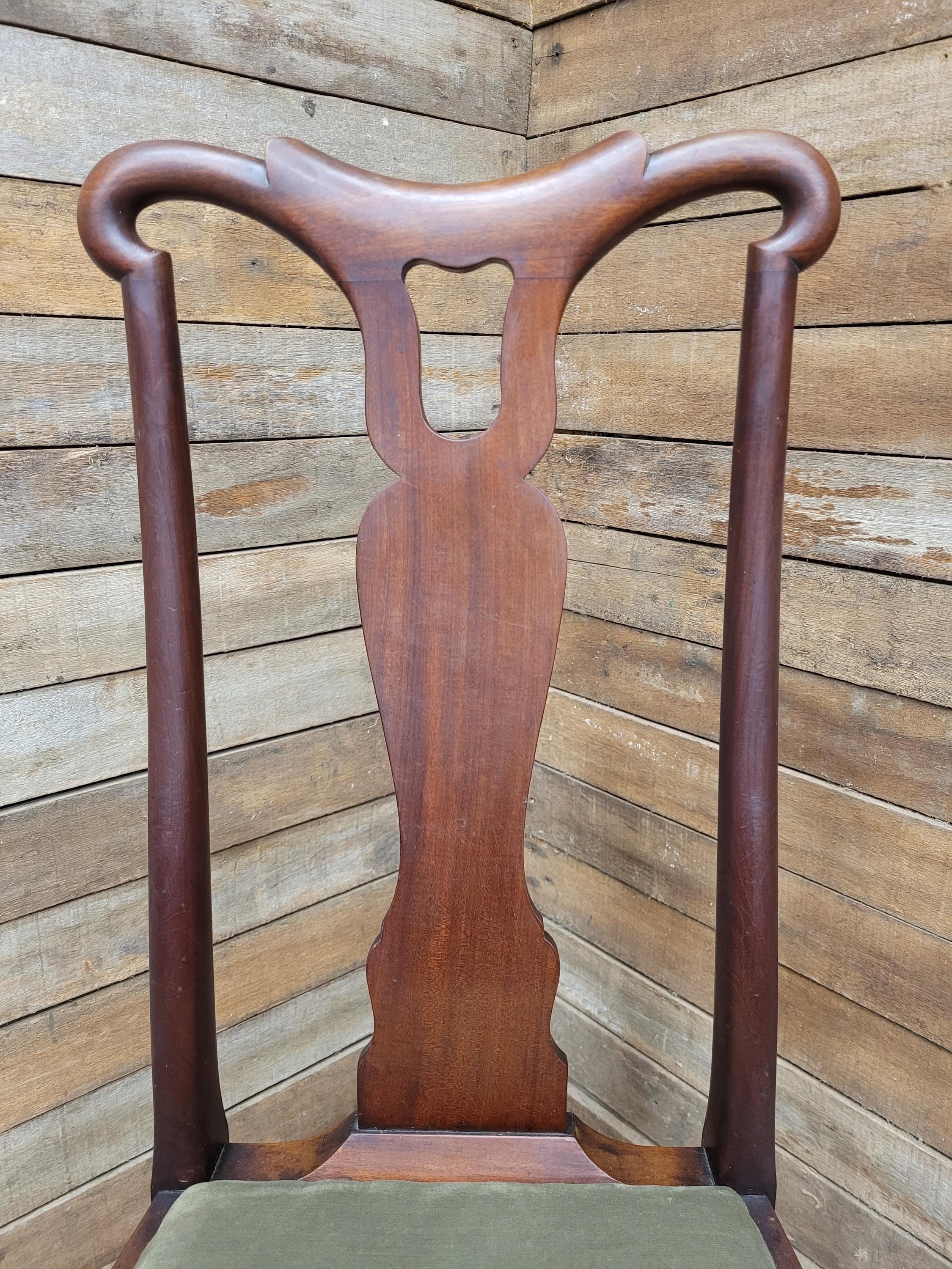 Set Four Mahogany Queen Anne Style Dining Chairs Cabriole Legs