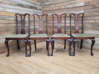 Set Four Mahogany Queen Anne Style Dining Chairs Cabriole Legs