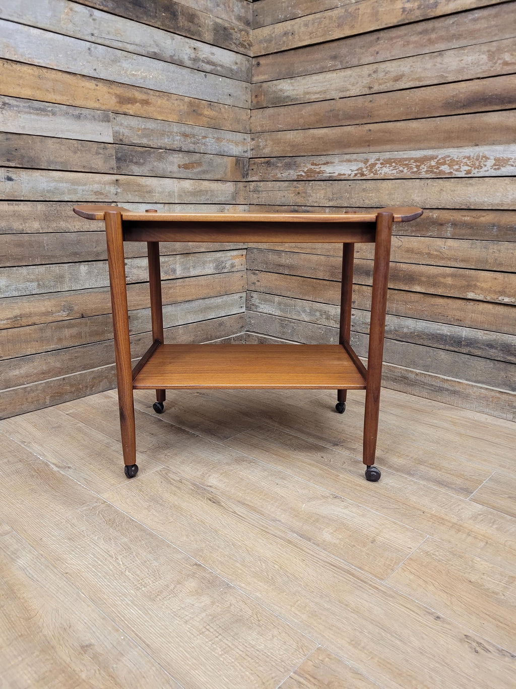 Mid Century Teak Drinks Trolley Serving Cart Removable Tray